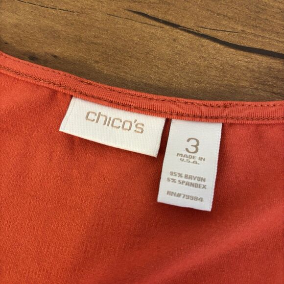 Chico's Orange Tank Dress Stretch Sleeveless Boho Lagenlook Minimalist 3 / XL - Picture 5 of 5